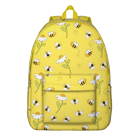 Cute Bee Backpack – Cartoon Honeybee Print Pattern School Bookbag for Bee Lovers and Daily Use