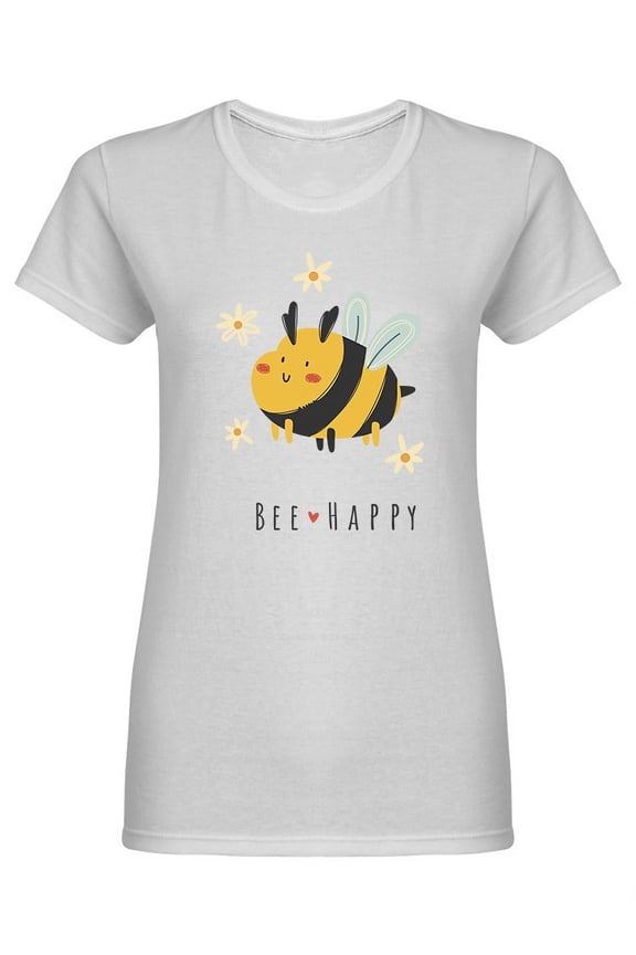 Cute Bee Bee Happy Shaped T-Shirt Women -Image by Shutterstock, Female Large