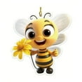 thumbnail image 1 of 2025 Cute Bee Car Hanging Ornament,Acrylic Cartoon Bumblebee Pendant Holding Sunflower Double-Side Printed Bee,With A Hanging Rope Car Rear View Mirror Interior Accessories Home Office Decoration, 1 of 1