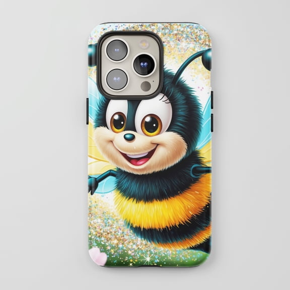 Cute Bee For All iPhone Series Protective Phone Case Cartoon Glitter Multicolored