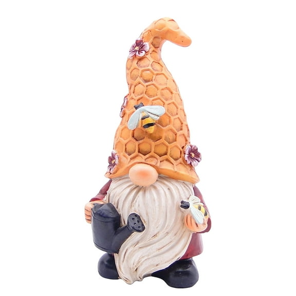 Cute Bee Gnome Figurine Holding Honey Jar 7.5 Inch Hand-Painted Sculpture Indoor Outdoor Home Garden Table Decoration Gifts