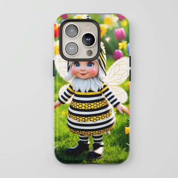 Cute Bee Gnome For All iPhone Series Protective Phone Case Whimsical Spring Multi-color