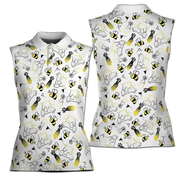 Cute Bee Golf Pattern Apparel Women Sleeveless Polo XS-4XL