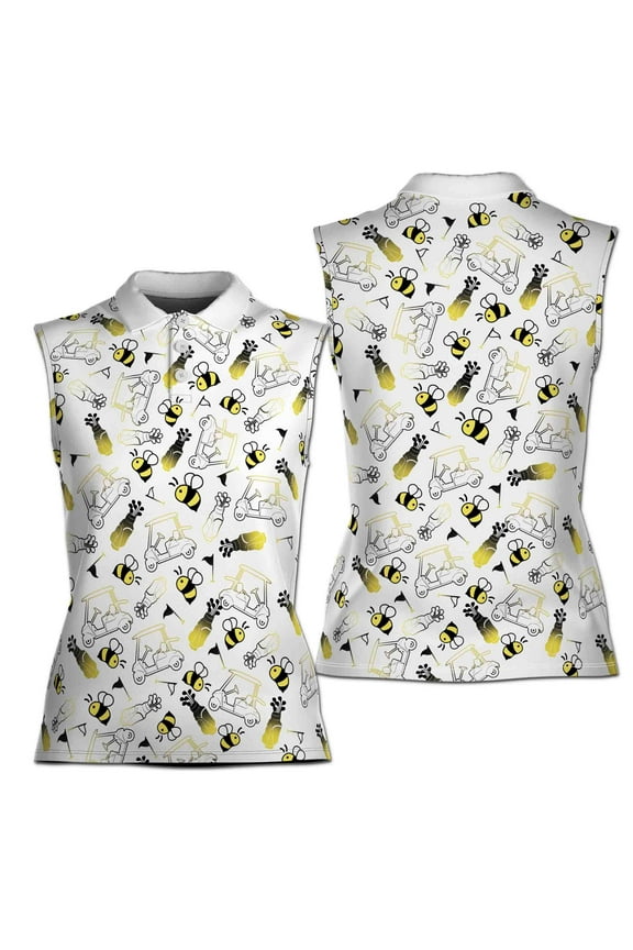 Cute Bee Golf Pattern Apparel Women Sleeveless Polo XS-4XL