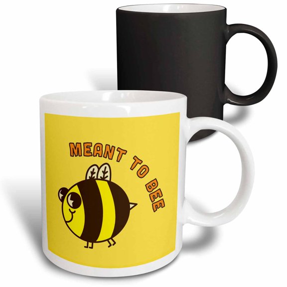 3drose, Cute Bee Image with Funny Text of Meant to Bee, 11oz Magic Transforming Mug