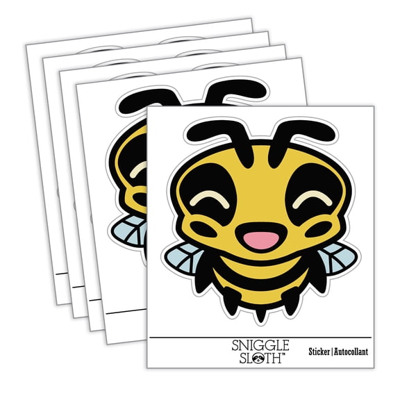 Cute Bee Laughing LOL Car Window Bumper Water Bottle Phone Tablet Laptop Waterproof Vinyl Decal Sticker Set 5-Pack - Gloss Finish - 4.0"