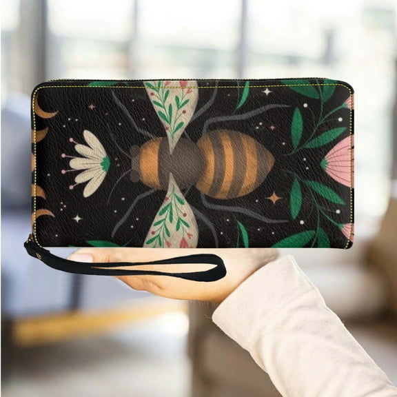 Cute Bee Love Print Long Wallet New Trend Slim Retro Mini Wallet Clutch Female Credit Card Holder Girls Gift Portefeuille