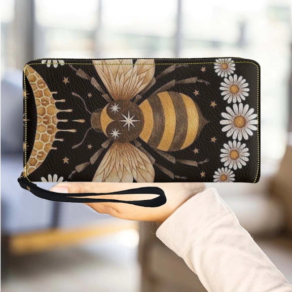 Cute Bee Love Print Long Wallet New Trend Slim Retro Mini Wallet Clutch Female Credit Card Holder Girls Gift Portefeuille
