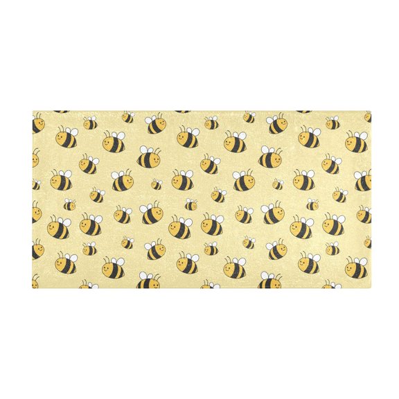 Cute Bee Pattern Bath Mat 39x20 Inch Soft Absorbent Non-Slip Plush Bathroom Rug for Floor