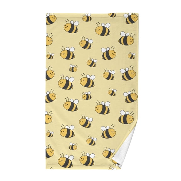 Cute Bee Pattern Hand Towel Cotton 16x28 in Soft Absorbent Quick Dry Bath Face Towel