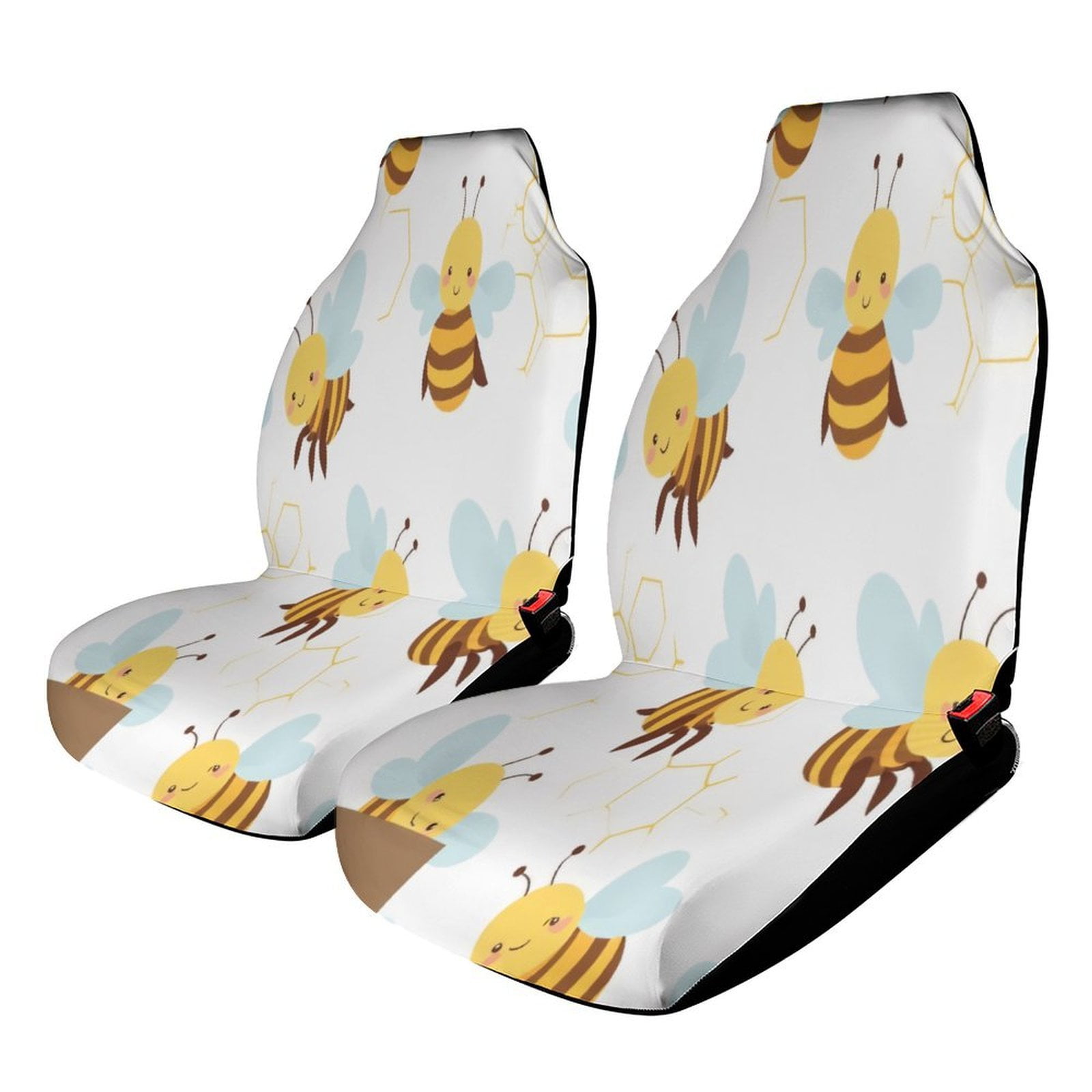 Cute Bee Pattern Print Car Seat Covers,Universal Auto Front Seats ...