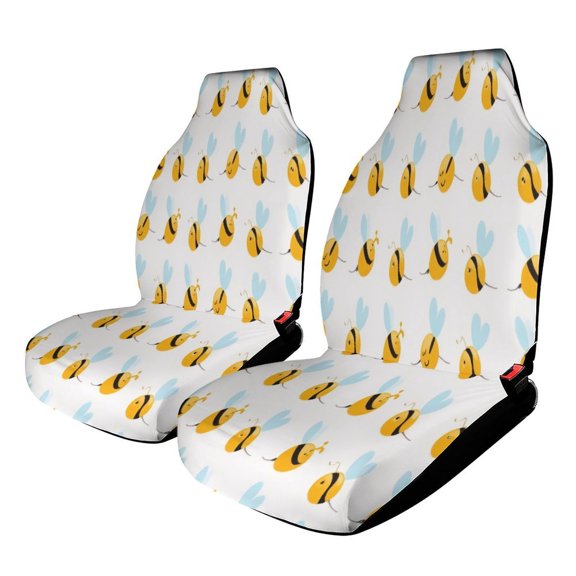 Cute Bee Pattern Print Car Seat Covers,Universal Auto Front Seats Protector Fits for Car,SUV Sedan,Truck