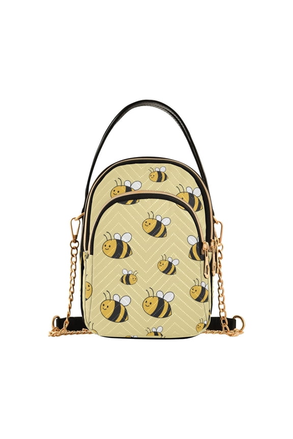 Cute Bee Pattern Women's Crossbody Handbags Leather Crossbody Bags Fanny Pack Chest Bag for Travel
