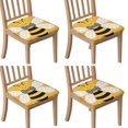thumbnail image 1 of Cute Bee Seat Covers for Dining Room Chairs Set Of 4,Stretch Printed Washable Chair Seat Cover with Elastic Ties and Button,Removable Waterproof Couch Cushion Covers, 1 of 6
