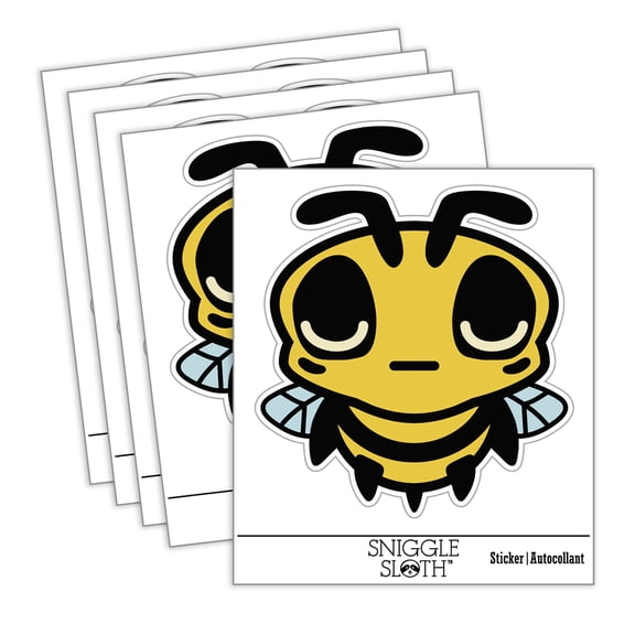 Cute Bee Sleepy Car Window Bumper Water Bottle Phone Tablet Laptop Waterproof Vinyl Decal Sticker Set 5-Pack - Gloss Finish - 3.0"