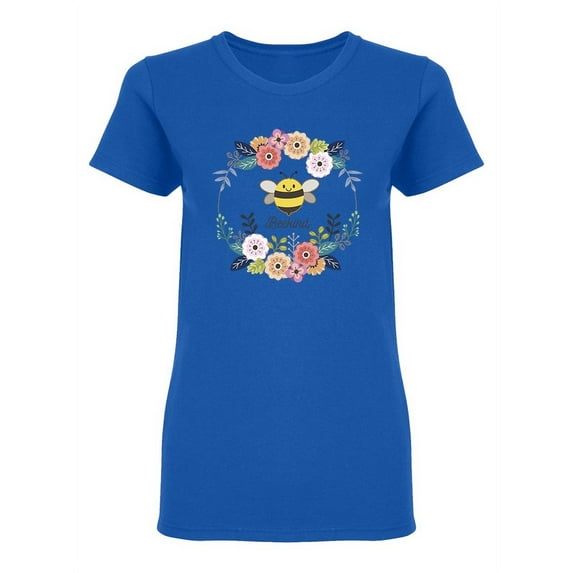Cute Bee With Flower Wreath Shaped T-Shirt Women -Image by Shutterstock, Female Small
