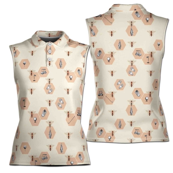 Cute Beehive Pattern Bee With Golf Women Sleeveless Polo XS-4XL