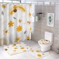 thumbnail image 1 of Cute Bees And Rainbows Pattern Shower Curtain Bathroom Sets Toilet Lid Rug, Bath Mat And Contour Mat, Shower Curtain 4Pcs, 1 of 8
