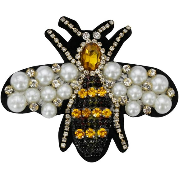 Cute Bees Beadwork Patches Sew on Patch for Skirt Hat Backpack DIY Decorative Patches 2 Pieces