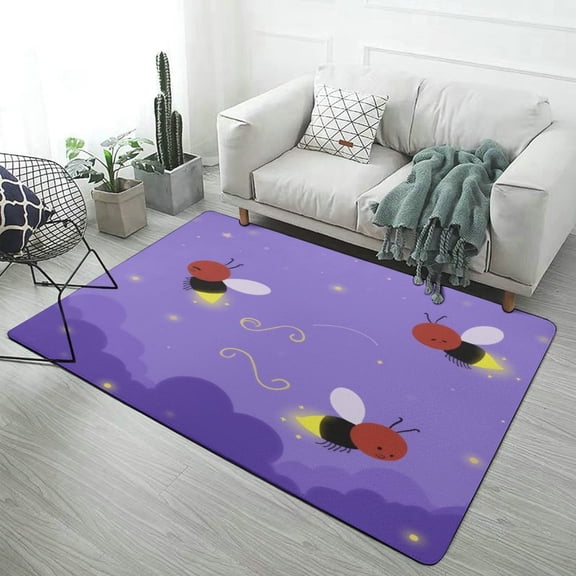 Cute Bees Flying in Night Sky Carpet Style Living Room Bedroom Rug Soft Carpet Modern 3d Entry Door Mats Household 47x63inch
