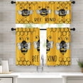 thumbnail image 1 of Cute Bees Kitchen Curtains Yellow Window Curtains Valance and Tier Set 36 Inch, Abstract Beehive Honeycomb Rod Pocket Short Tier Curtain, Summer Small Curtains for Kitchen Decor, 1 of 6