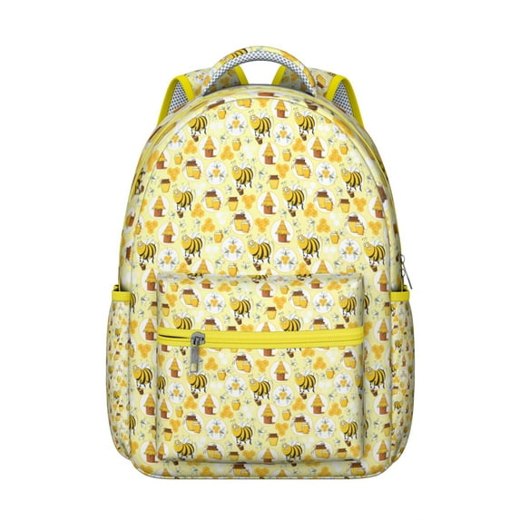Cute Bees Pattern Backpack - College Rucksack for Teens, Waterproof Bookbag with Multiple Compartments, Padded Back Support, Ideal for School & Travel, Bee Design