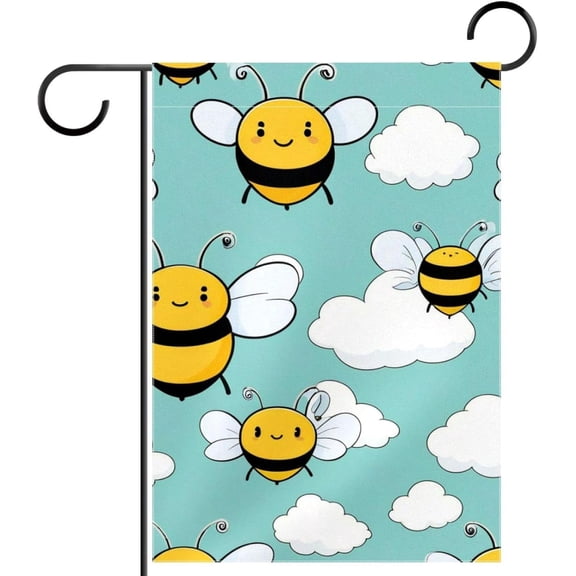 Cute Bees Small Garden Flag Double Sided Seasonal Outdoor Yard Porch Lawn Decoration 12x18 Inch for Autumn and Winter