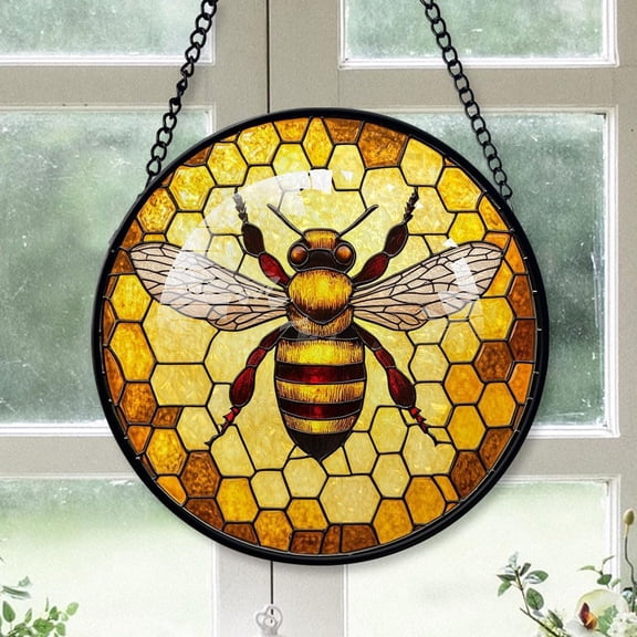 Cute Bees Tree Stained Glass, Cute Bees for Christmas 2025, Cute Bees Christmas Keepsake, Christmas Hanging Dcor jb28WP