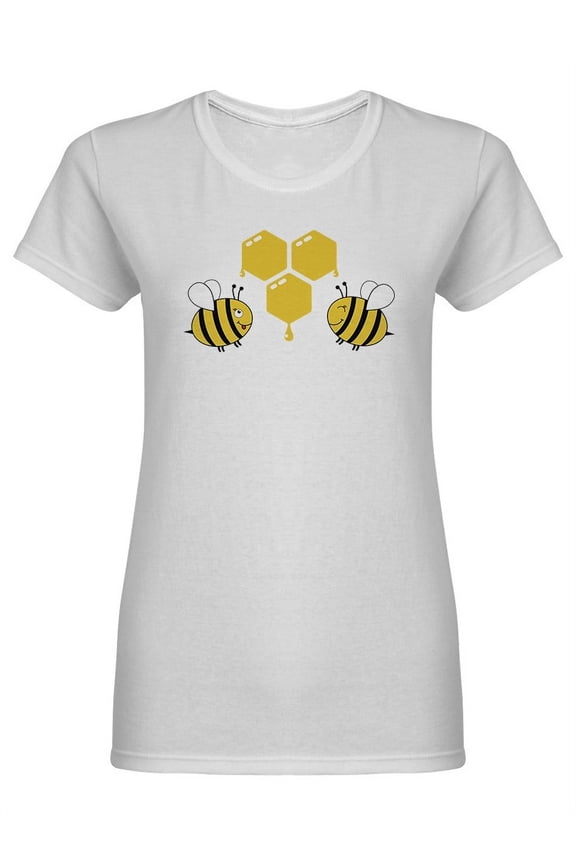 Cute Bees With Honeycomb Shaped T-Shirt Women -Image by Shutterstock, Female Small
