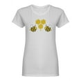 thumbnail image 1 of Cute Bees With Honeycomb Shaped T-Shirt Women -Image by Shutterstock, Female x-Large, 1 of 2