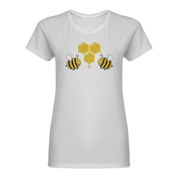 Cute Bees With Honeycomb Shaped T-Shirt Women -Image by Shutterstock, Female x-Large