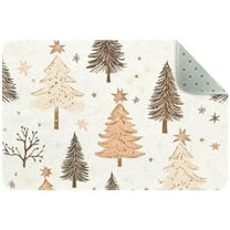 Cute Beige Pastel Christmas Tree Pattern Entryway Rug, 2x3 Area Rug Indoor Door Mat Non-slip Washable Floor Carpet Rug for Bedroom Office Dining Room Bathroom