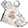 thumbnail image 1 of Cute Beige Rabbit Oven Mitts and Pot Holders with Chef Apron Set 5 Pcs Kitchen Cooking Set, 1 of 6