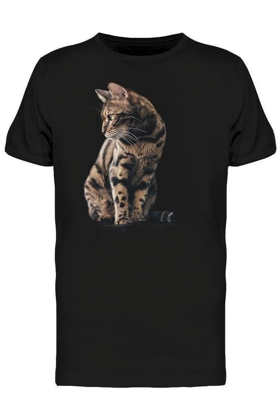 Cute Bengal Cat Looking Away T-Shirt Men -Image by Shutterstock, Male 3X-Large