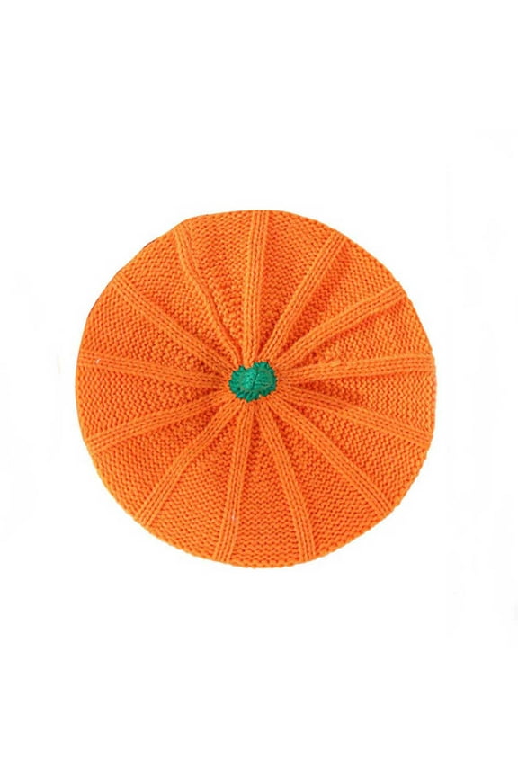 Cute Beret Hat Halloween Pumpkin Knit Beanie Plush Winter Warm Cap for Baby Mother Adult