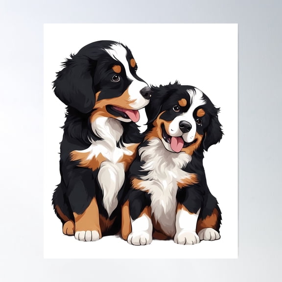 Cute Bernese Mountain Dog Poster Wall Art, Modern Wall Decor, 8x12 UNFRAMED