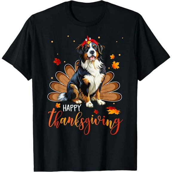 Cute Bernese Mountain Happy Thanksgiving turkey Dog T-Shirt