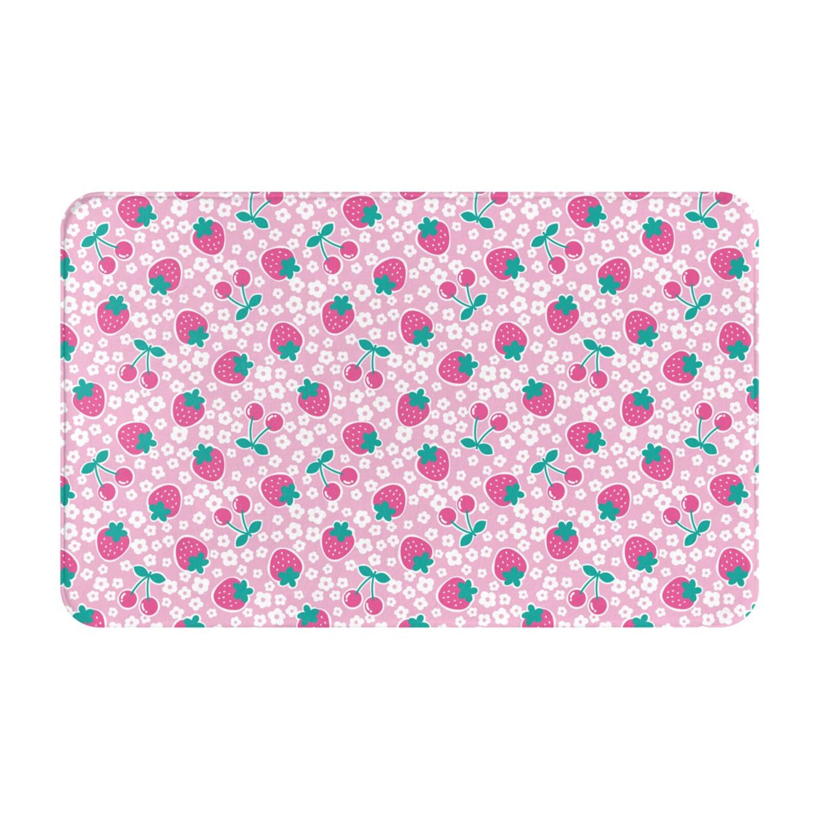 Cute Berry Strawberry Flower Front Door Mat, Indoor Mats for Bedroom