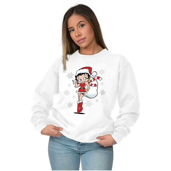 Cute Betty Boop Christmas Holiday Women Crewneck Sweatshirt Brisco Brands M