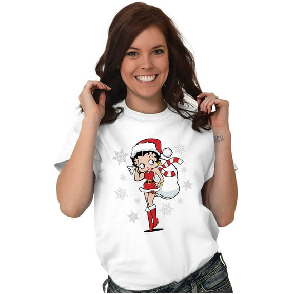 Cute Betty Boop Christmas Holiday Women's Graphic T Shirt Tees Brisco Brands L
