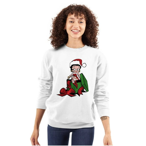 Cute Betty Boop Christmas Present Women Plus Size Sweatshirt Brisco Brands 2X