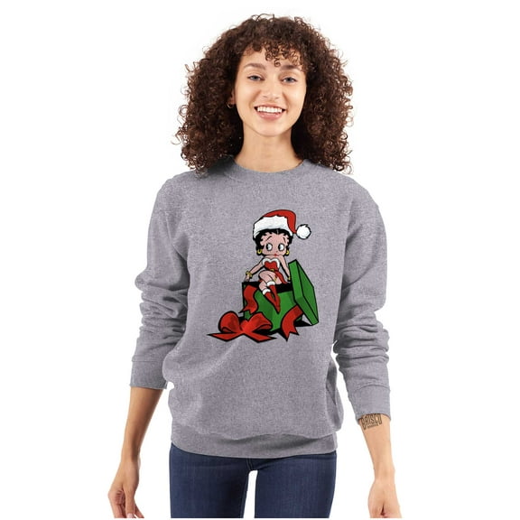 Cute Betty Boop Christmas Present Women Plus Size Sweatshirt Brisco Brands 5X