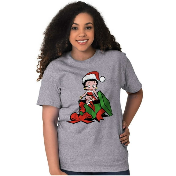 Cute Betty Boop Christmas Present Women's Graphic T Shirt Tees Brisco Brands S