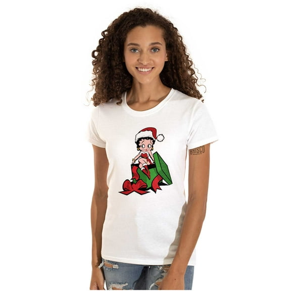 Cute Betty Boop Christmas Present Women's T Shirt Ladies Tee Brisco Brands X