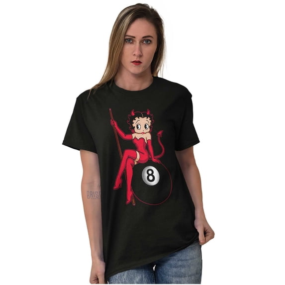 Cute Betty Boop Devil 8 Ball Cartoon Short Sleeve Women's Graphic Tee Brisco Brands S