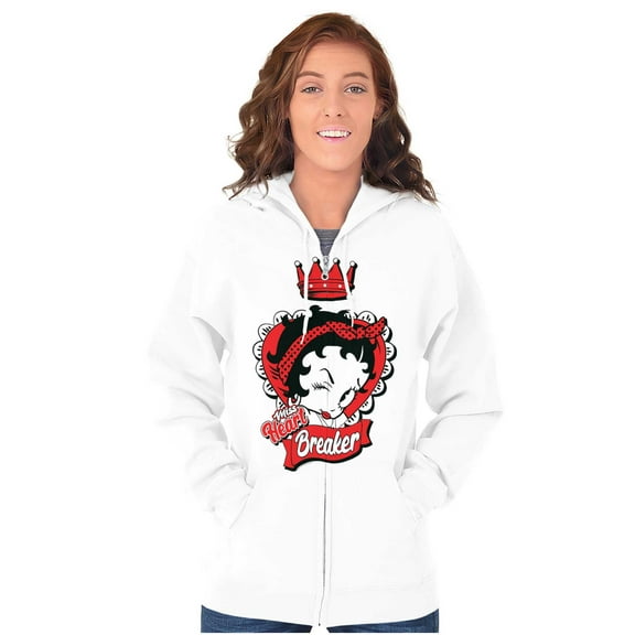 Cute Betty Boop Miss Heart Breaker Women Plus Size Zipper Hoodie Brisco Brands 5X