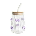 thumbnail image 1 of Cute Big Belly Cup With Lid Glass Cup Bow Pattern Cup Household High Temperature Milk Cup Drinking Cups for Kitchen Cute Kitchen Cups Outdoor Drinking Glasses Drinking Cup for Women Clear, 1 of 5