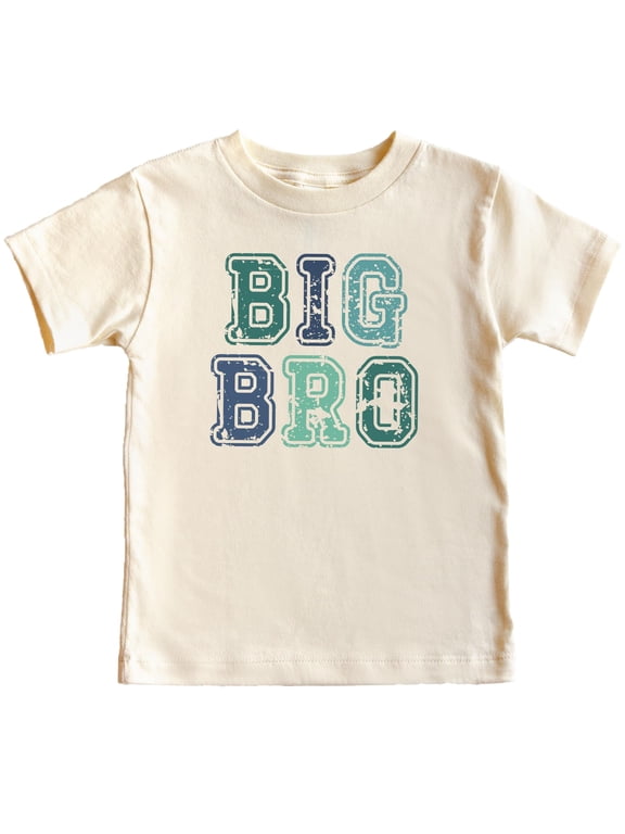 Cute Big Bro Shirt for Boys Blue and Green Letter Big Brother Sibling T-Shirt Natural Shirt 12 Months