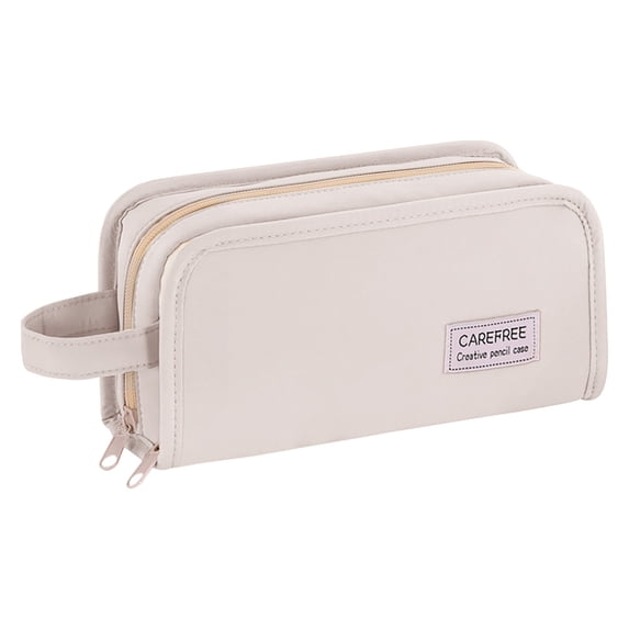 Cute Big Capacity Pencil Case With 3 Compartments, Large Pencil Pen Box Holder Organizer, Simple Storage Aesthetic Stationery For Adults (A)