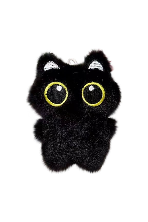 Cute Big-Eyed White Plush Pendant Keychain, Adorable Handcrafted Ornament with Embroidered Smile, Floppy Ears, Soft Velour Material, Perfect for Gifts, Daily Accessories